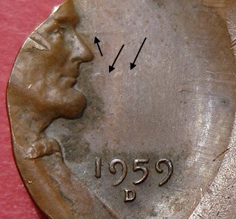 1959-D-Lincoln-Memorial-Cent-Mint-Error---Off-Center-W/-Odd-Bevel
