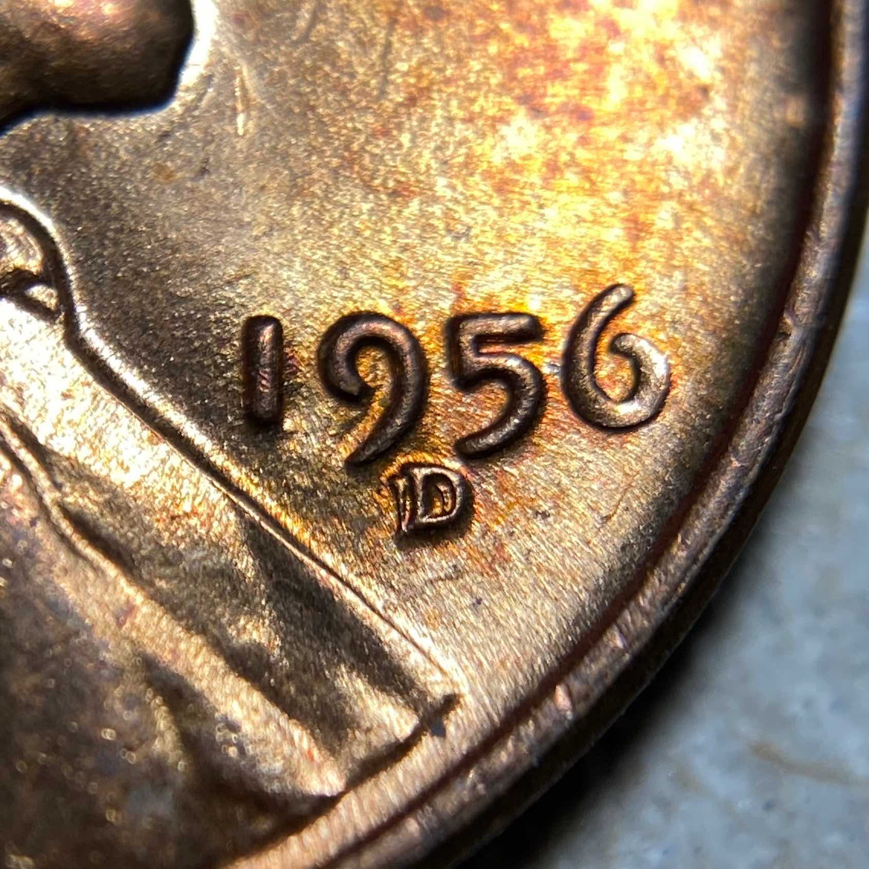 1956-D-Lincoln-Wheat-Cent--RPM-001-FS-501,-Rare-Unlisted-LDS-Early-BIE-Stage