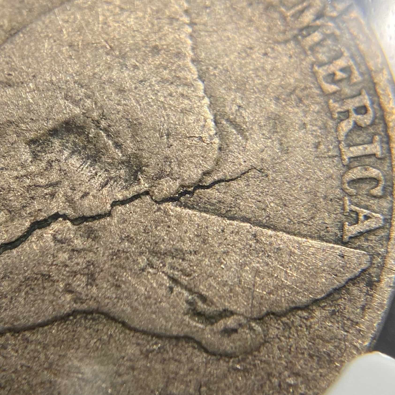 1857-Flying-Eagle-Cent--~85%-Cracked-Planchet-NGC-F15