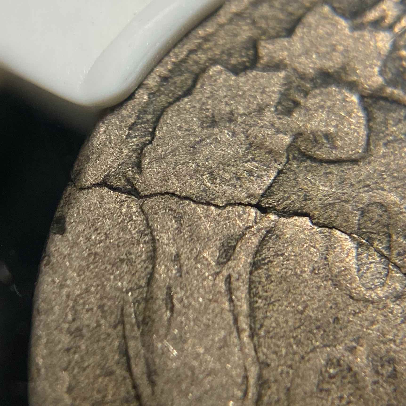 1857-Flying-Eagle-Cent--~85%-Cracked-Planchet-NGC-F15