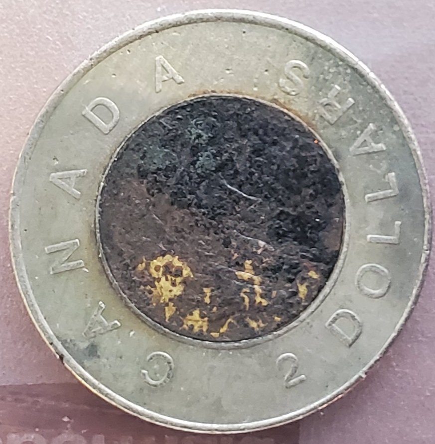 Canadian-Toonie-Planchet-Error?-Or-What?-Someone-Hurt-It?-Or-From-Mint?