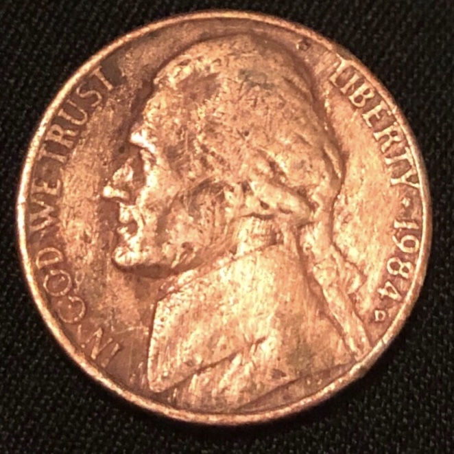 1984-D-Jefferson-Nickel-On-Copper-Planchet?
