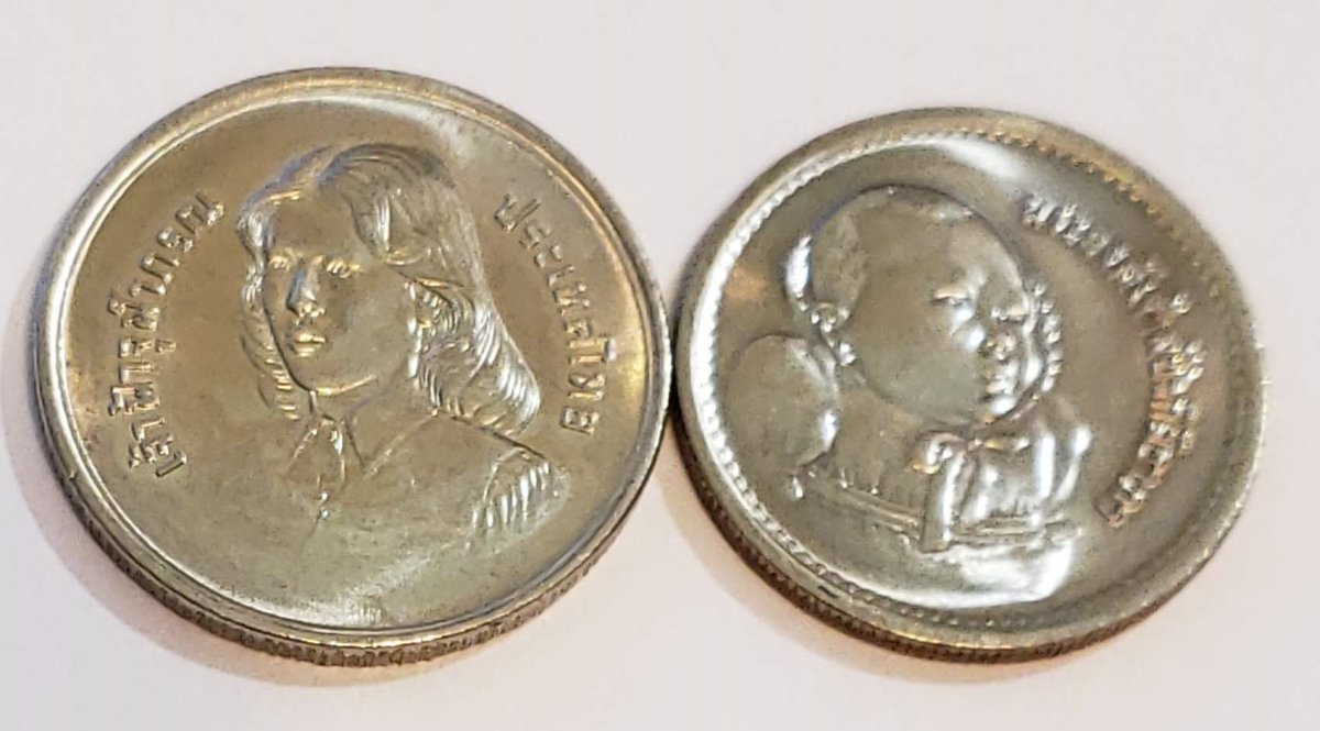 Asian-Coins-Baby-And-Boy-Unidentified-Id:-Thailand-1979-5-And-10-Baht