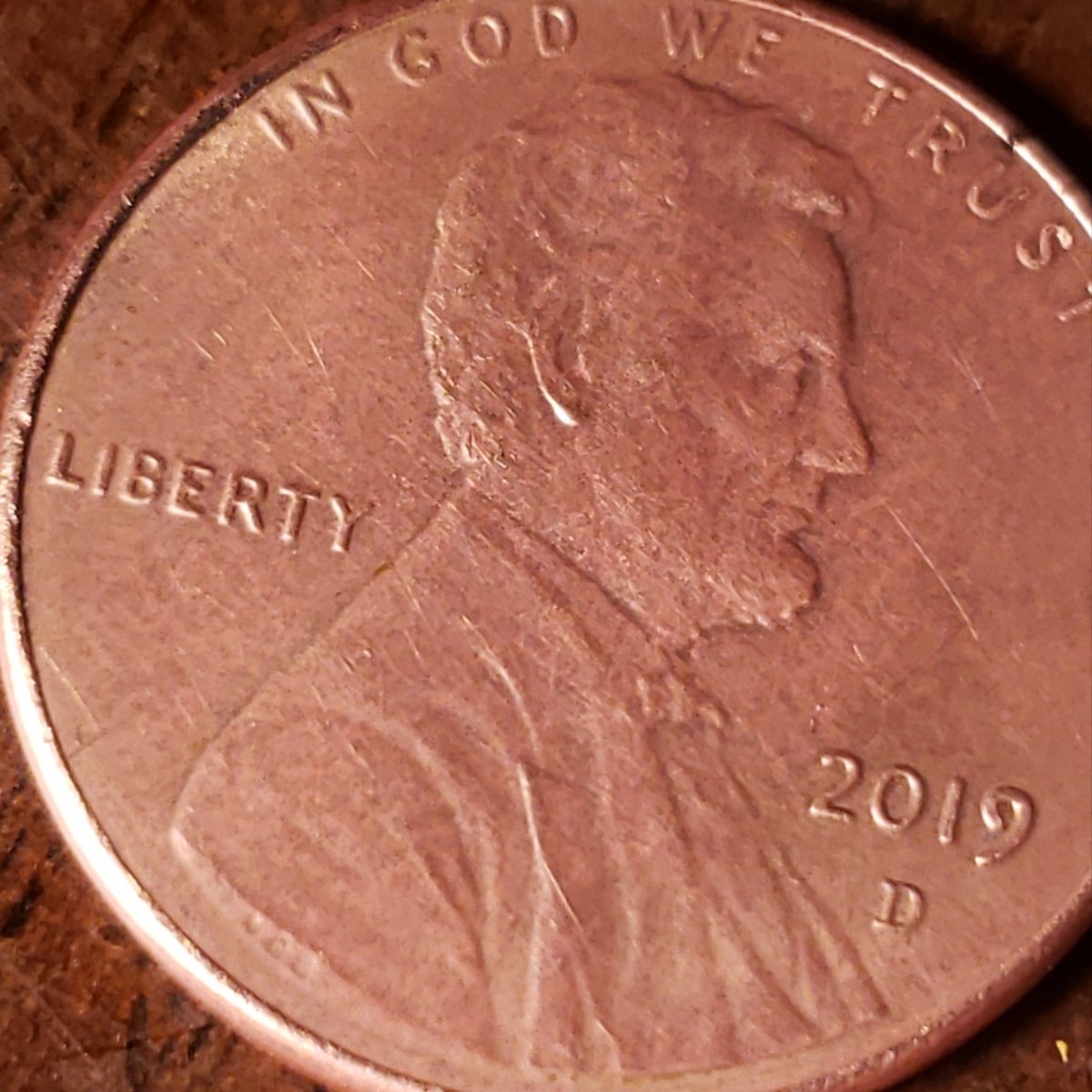 2019-Penny-With-Strange-Dull-Surface-And-Pink-Hue