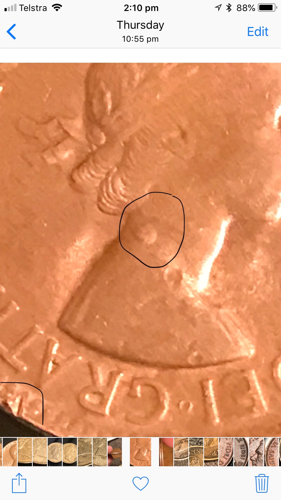 1964-Penny-That-Has-A-Ring-Round-It,-Also-Blob-On-Neck..thank-You-For-Help