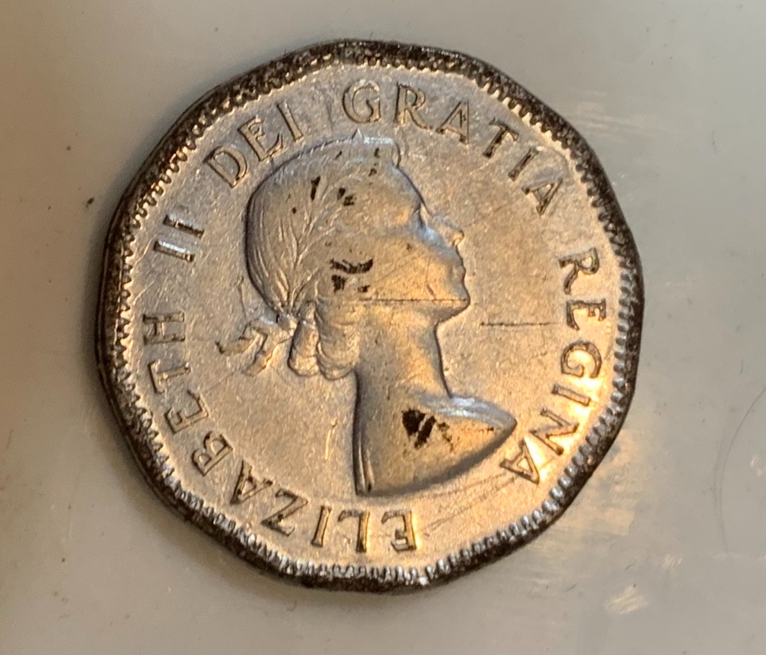 1953-Canadian-Nickel-Error-SF-Near-Leaf,-No-Chrome?