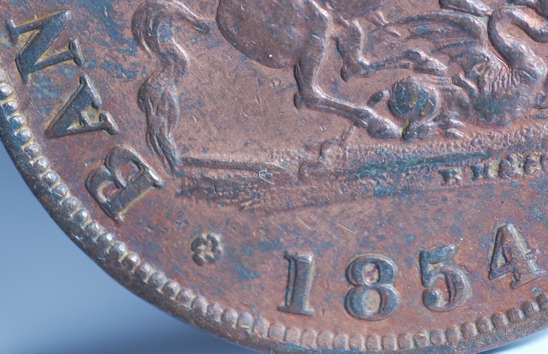 1854-Upper-Canada-One-Half-Penny-Token..with-Doubling..