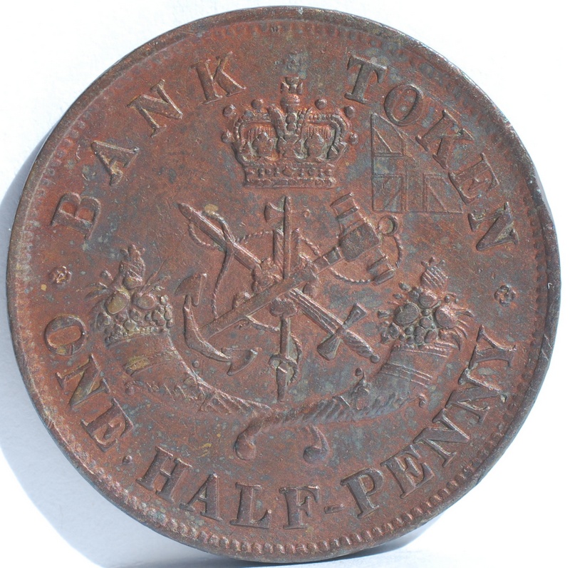 1854-Upper-Canada-One-Half-Penny-Token..with-Doubling..