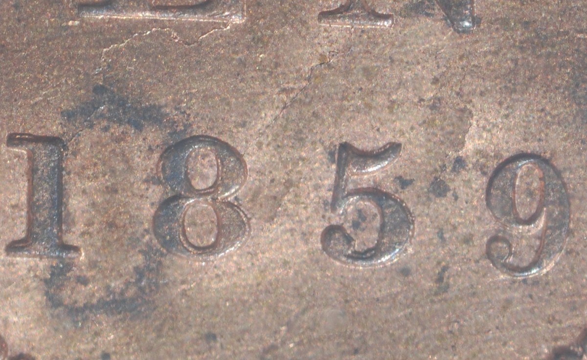 Canada-1859-Large-Cent---Repunched-9---Haxby-E32A