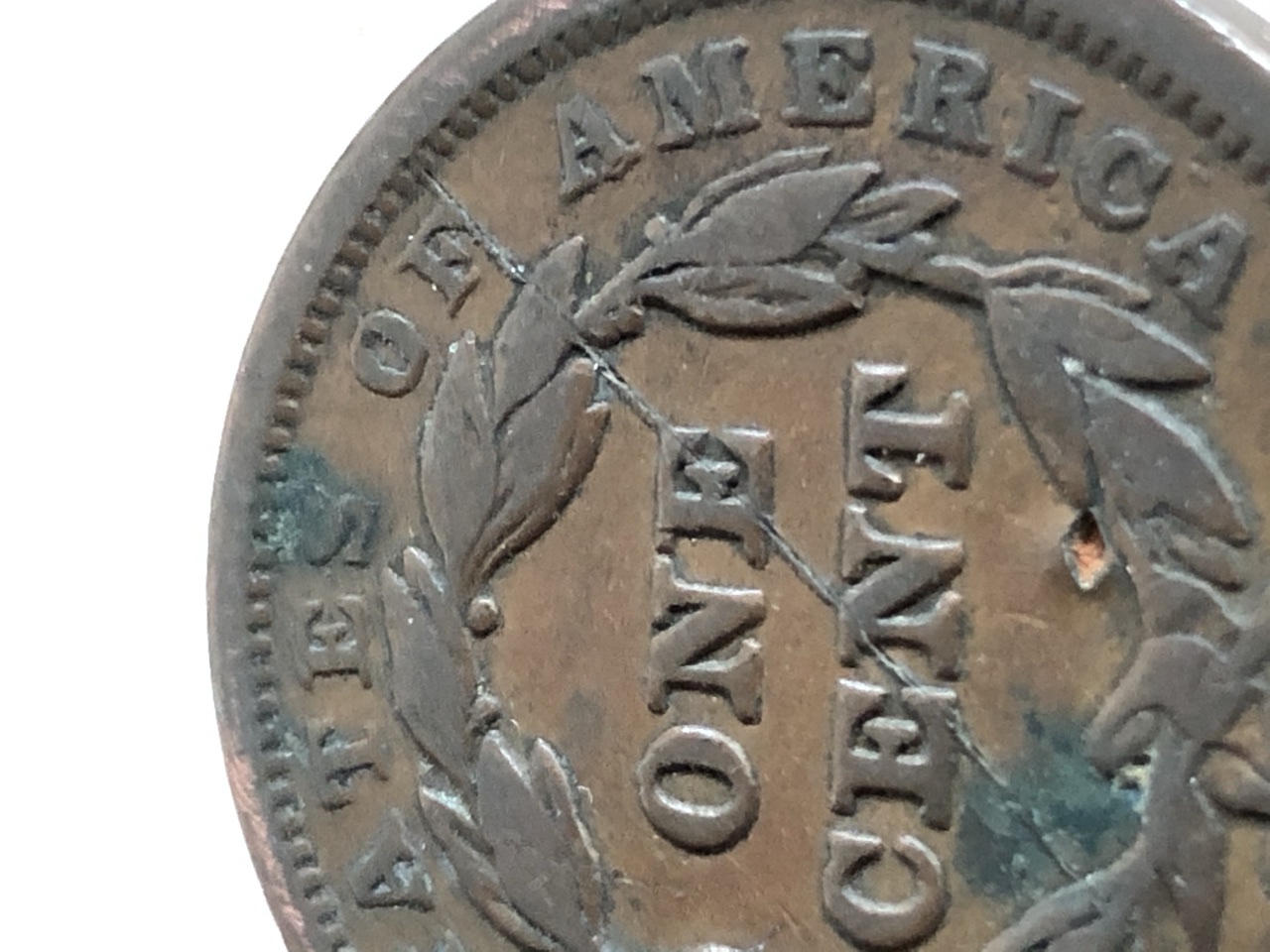 1843-Large-Cent-With-Significant-Crack-On-Reverse.