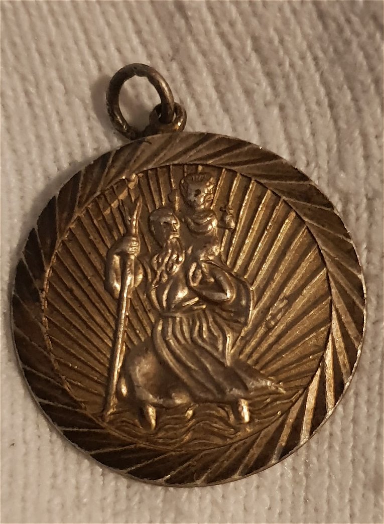 Unknown-Silver-Pendant-Or-Something-Along-Those-Lines?-Id:-St.-Christopher-Religious-Medal.