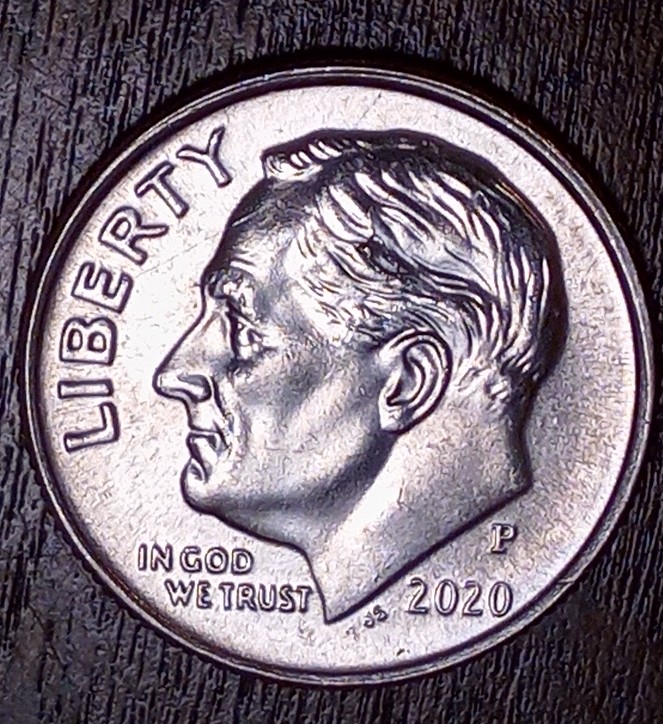 2020-P-Roosevelt-Dime.-Has-DDR-Features.-Chips-On-Mouth-And-Eyebrow.-Die-Crack-And-Chip-On-Head-Also
