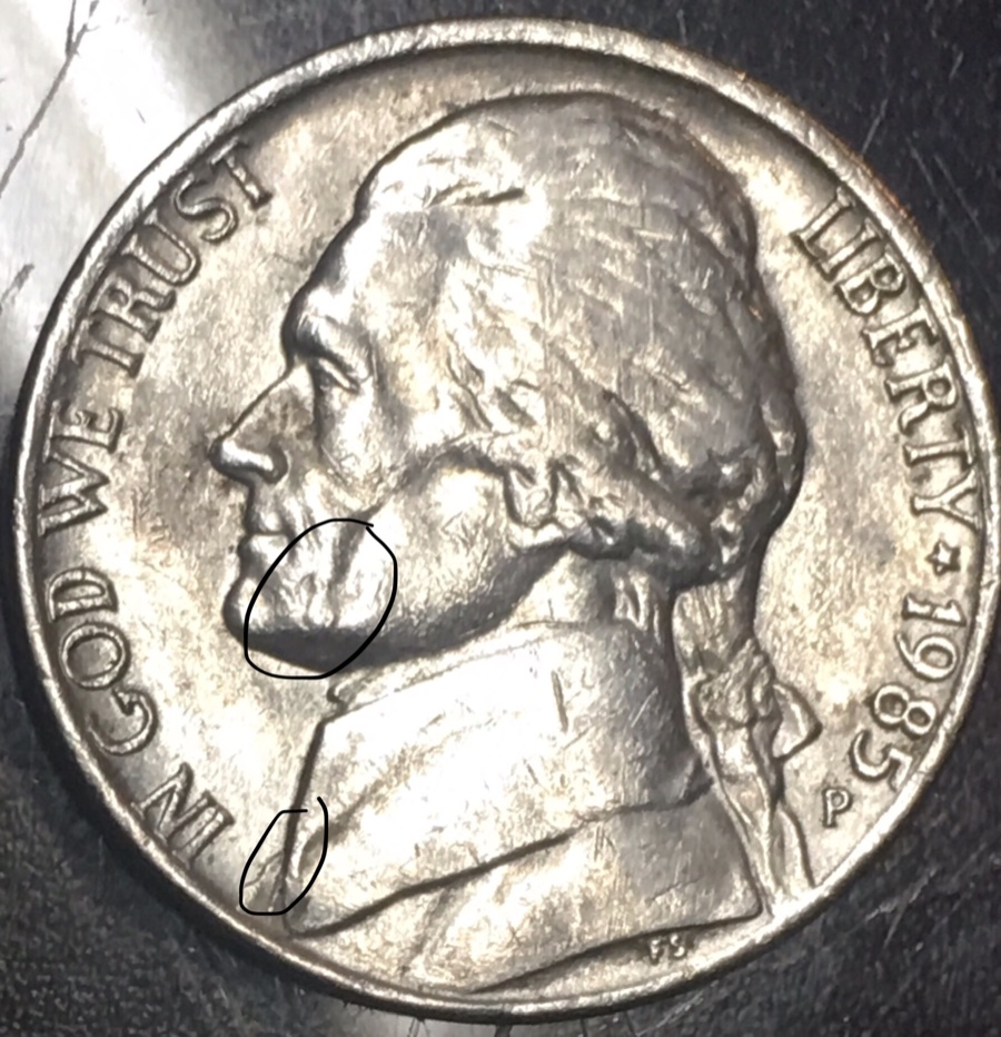 1985-Jefferson-Nickel---What's-This-On-His-Face?--And-On-The-Reverse...