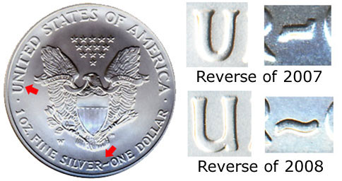 2008-W-Burnished-Silver-American-Eagle-With-2007--Reverse-Die-Design