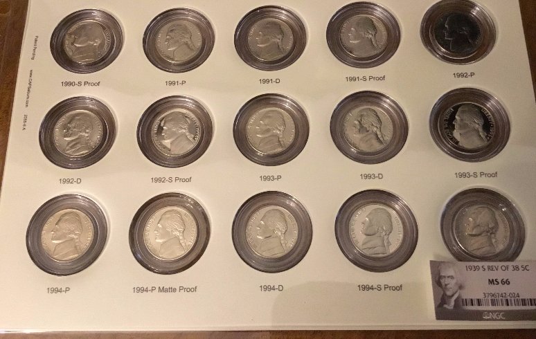 Jefferson-Nickel-Set-CAPS-V/S-Dansco---Photos