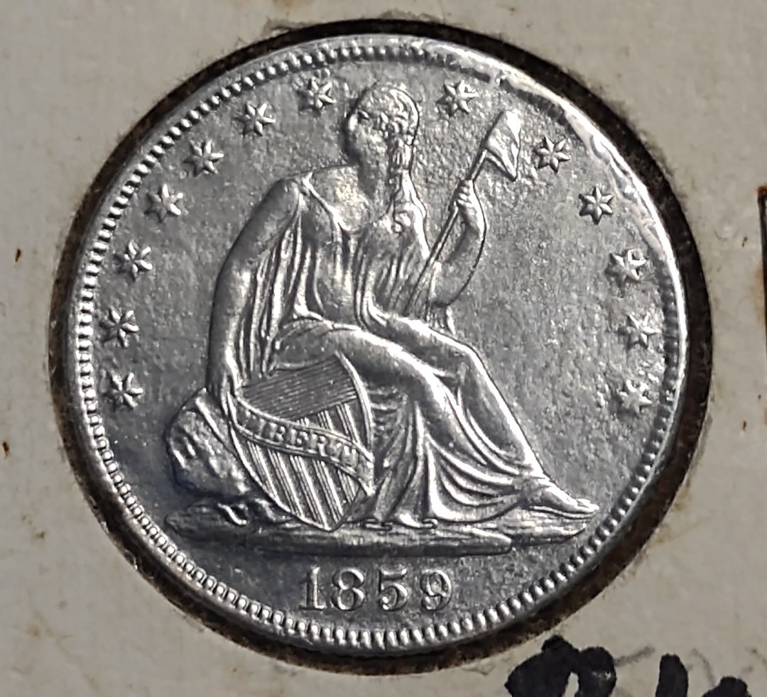 1859-O-Seated-Liberty's.-Grade-Worthy