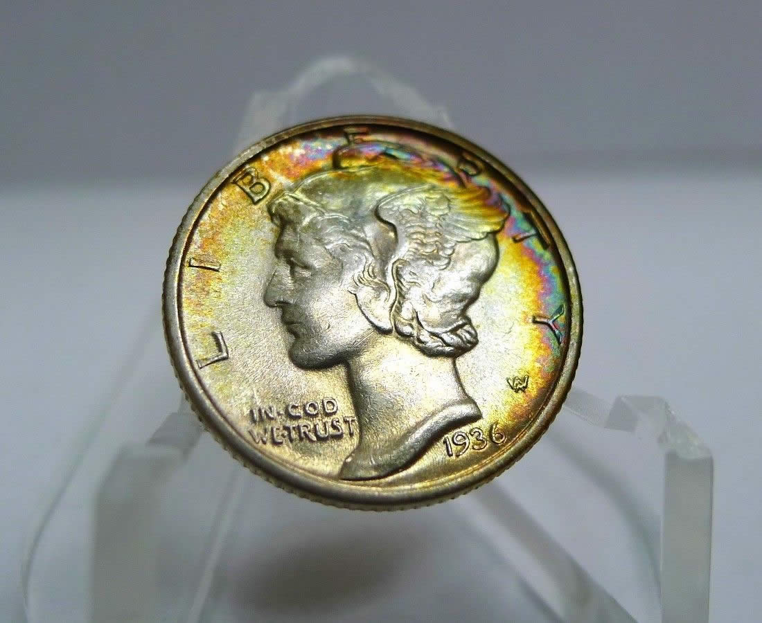 Colorfully-Toned-1941-D-Mercury-Dime