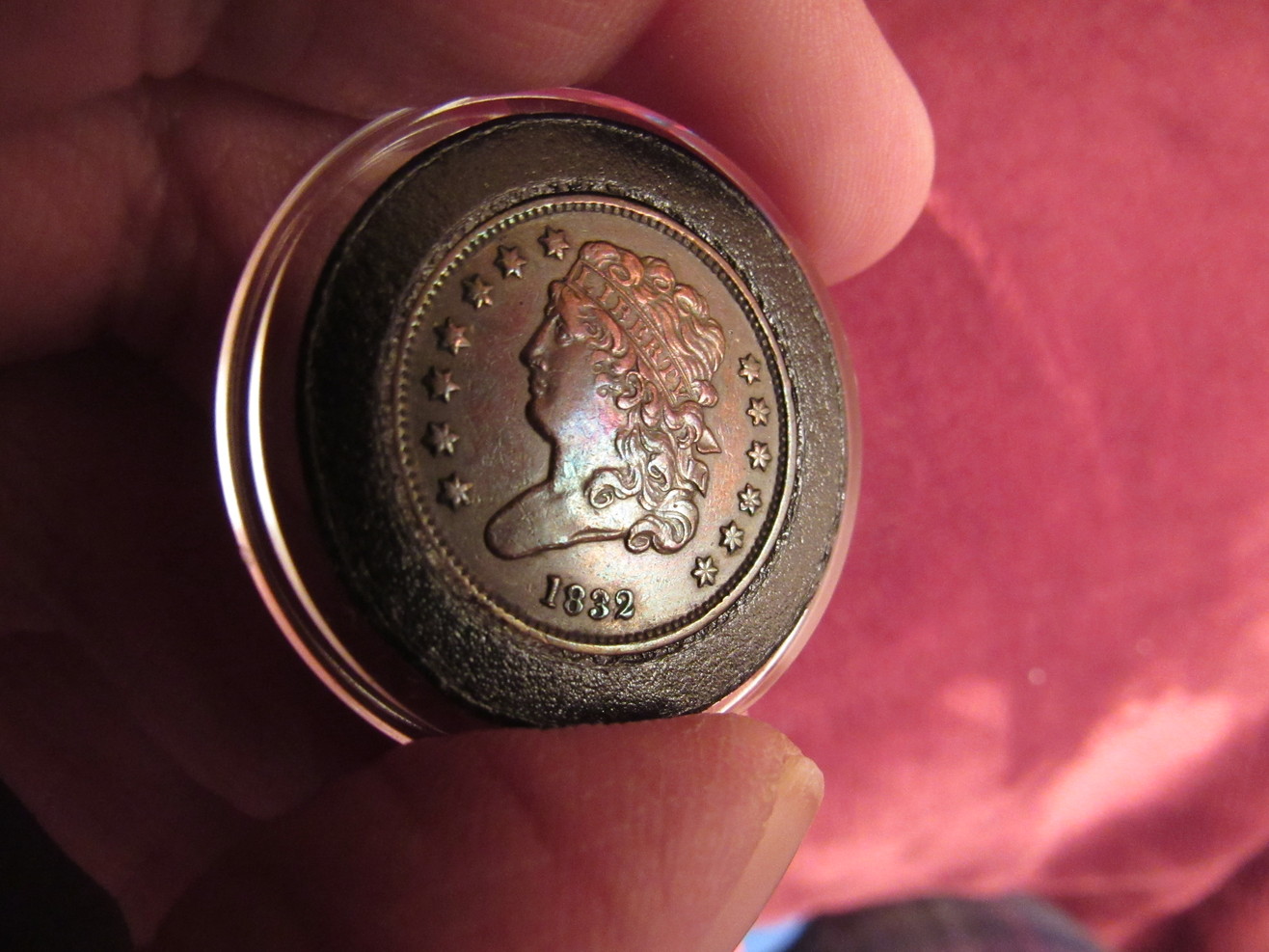 1832-Half-Cent-Colorful-Toning-Raw