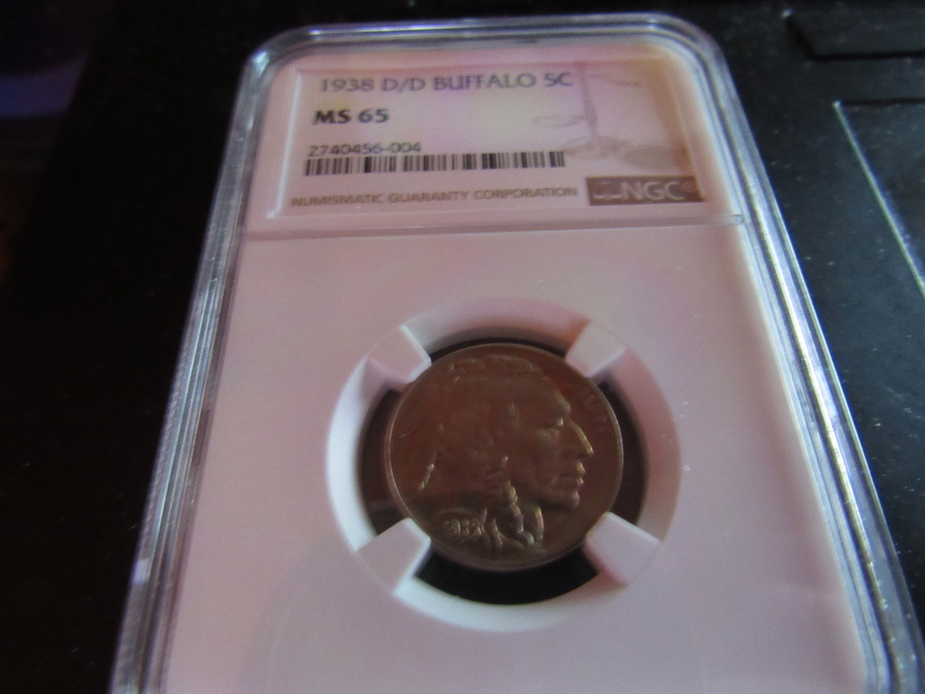 1938-D/D-Colorful-Buffalo-Nickel-On-Obverse-Slight-Color-Reverse-MS-65