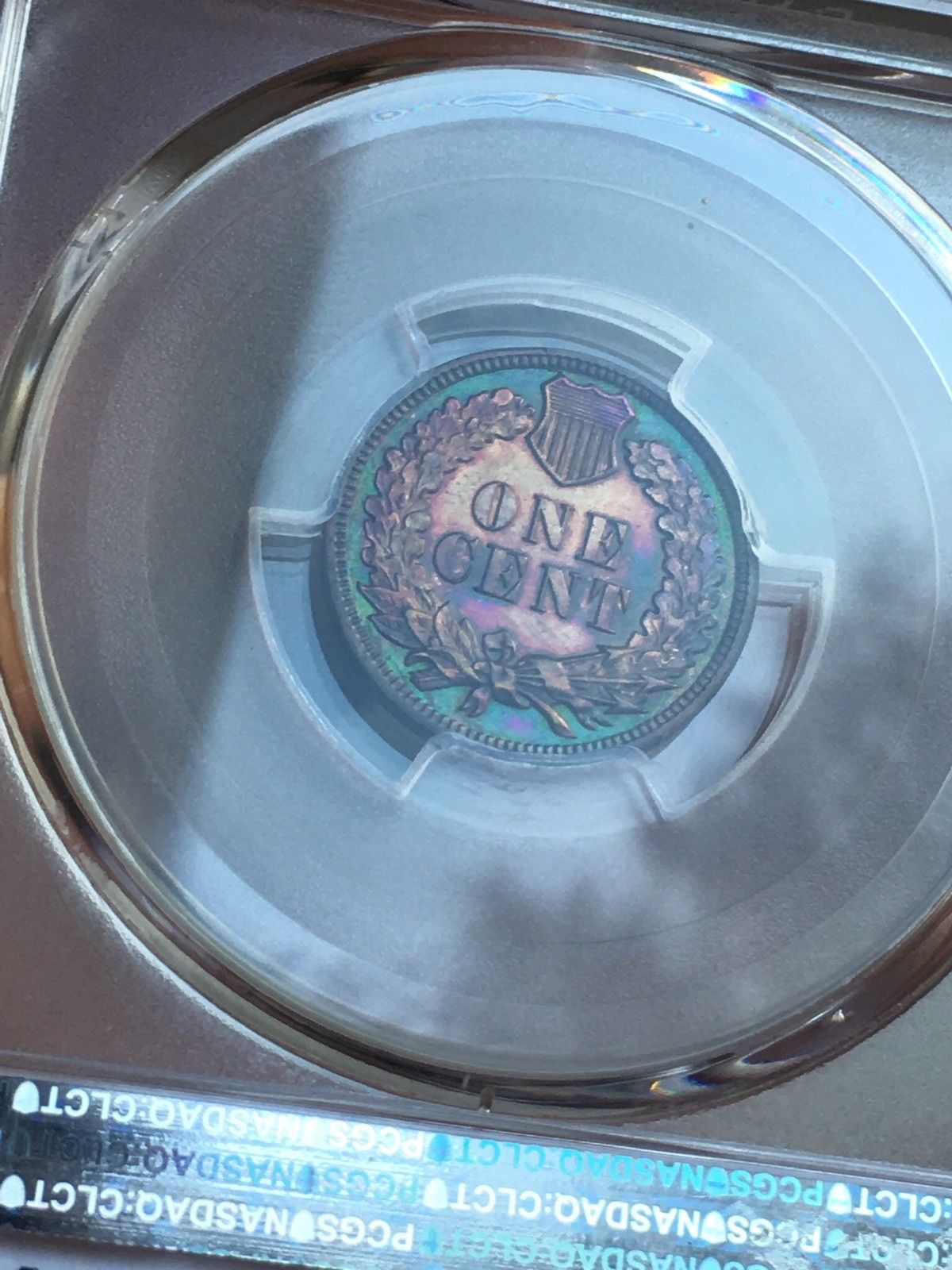 1897-Indian-Cent-Proof-PCGS-R/B-PF-63-Very-Colorful