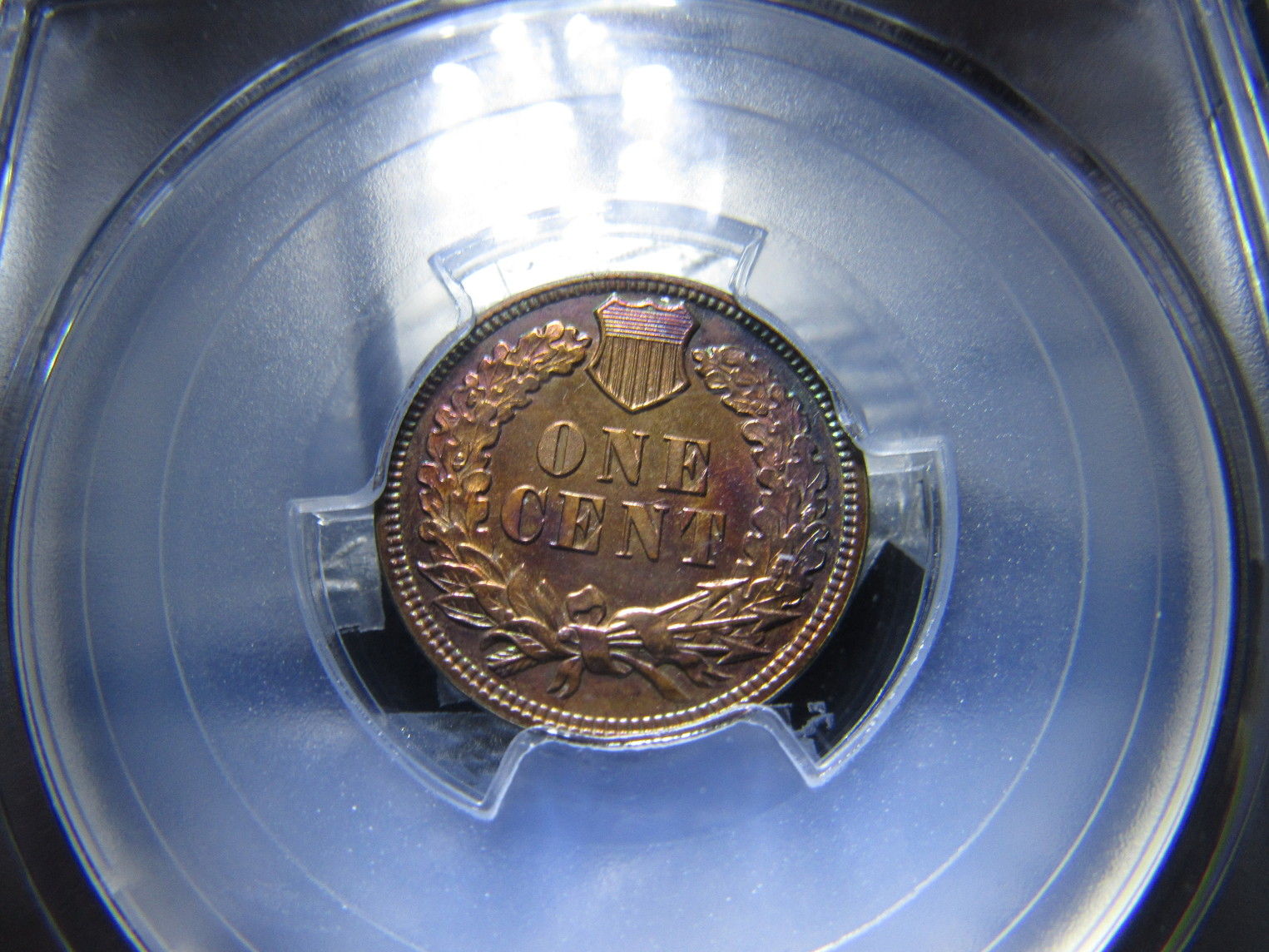 1897-Indian-Cent-Proof-PCGS-R/B-PF-63-Very-Colorful
