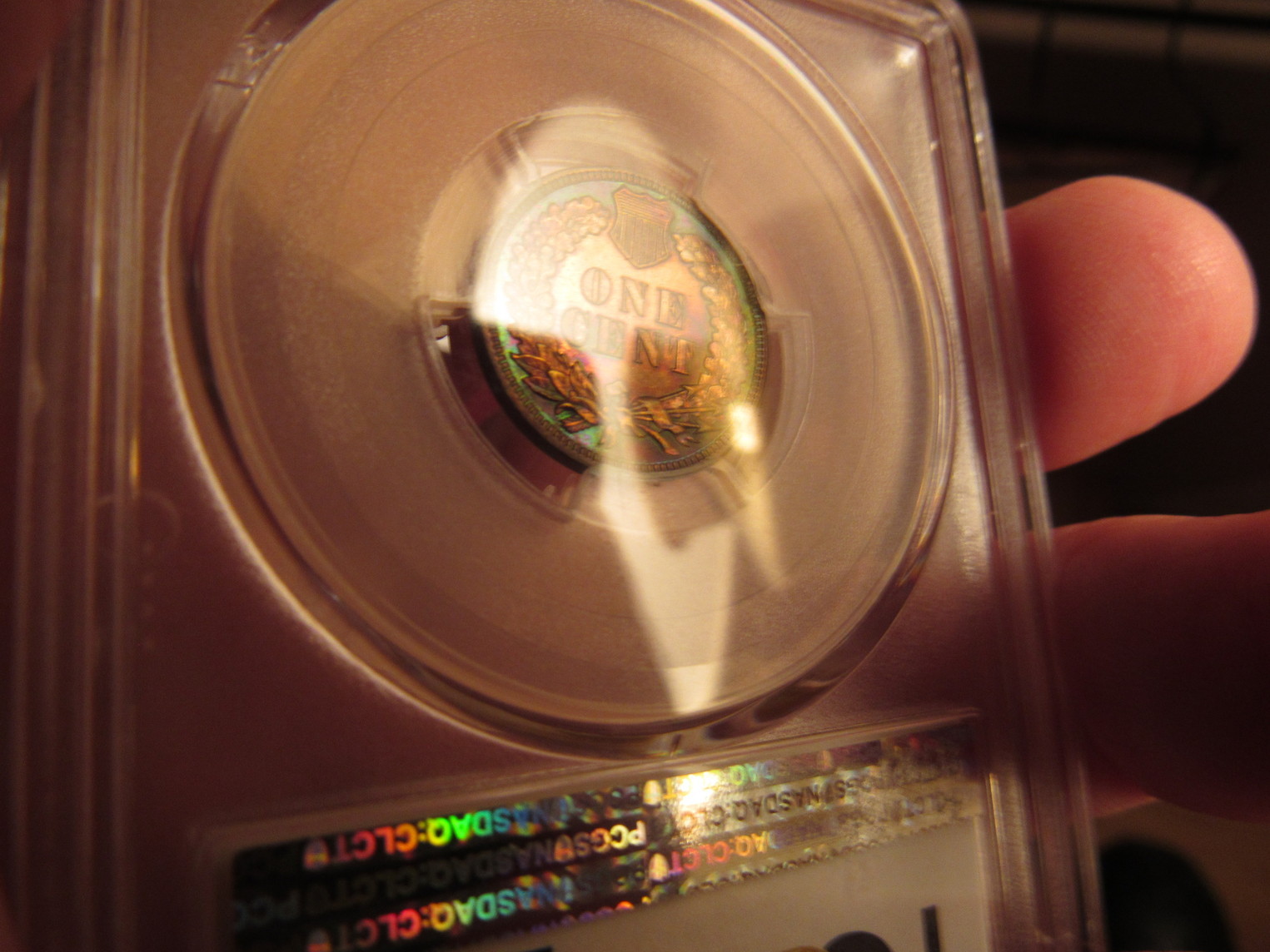 1897-Indian-Cent-Proof-PCGS-R/B-PF-63-Very-Colorful