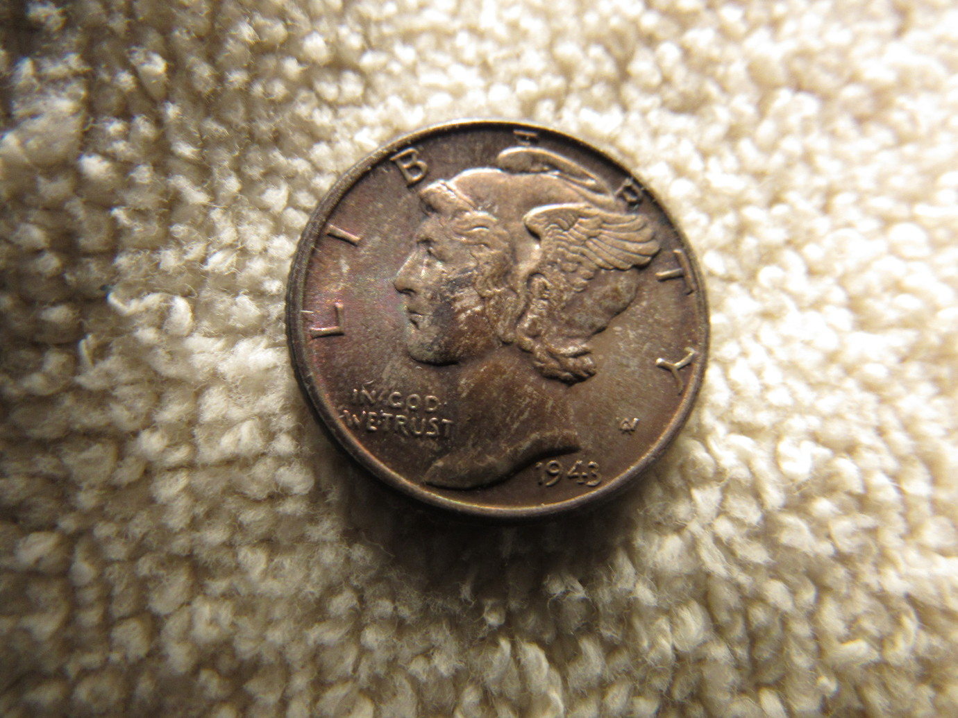 1943-Dark-Toned-Mercury-Dime-With-Some-Color