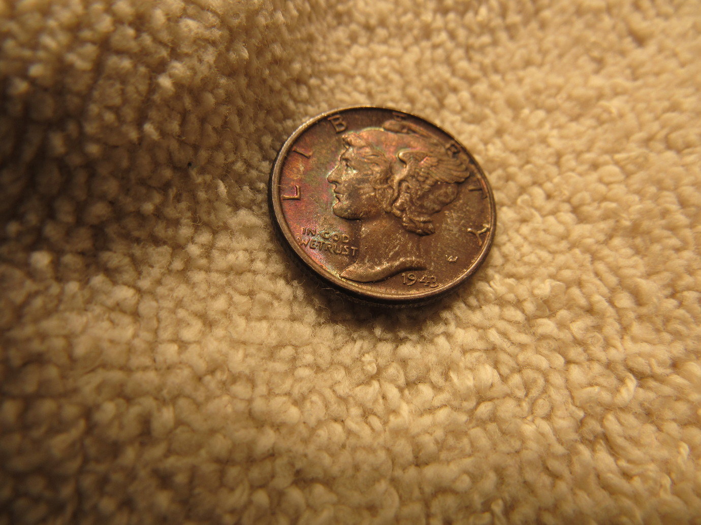 1943-Dark-Toned-Mercury-Dime-With-Some-Color
