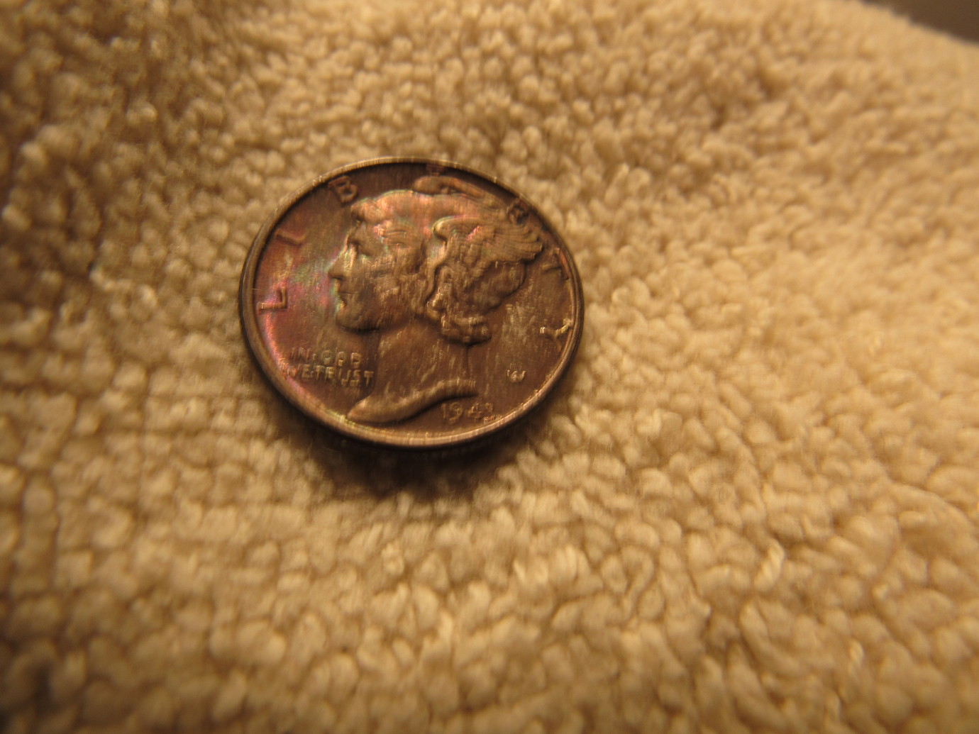 1943-Dark-Toned-Mercury-Dime-With-Some-Color