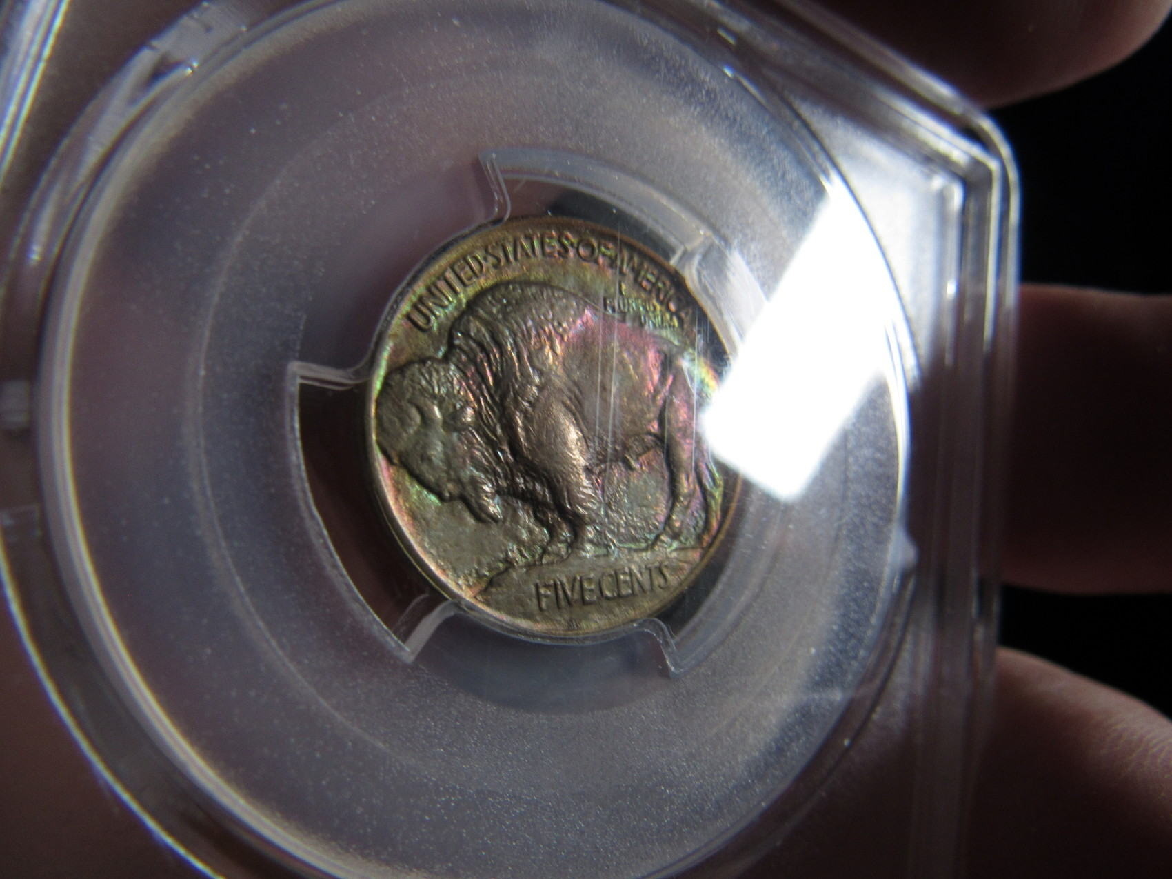 1913-Monster-Rainbow-Toned--Buffalo-Nickel-Type-I-Obverse-And-Reverse