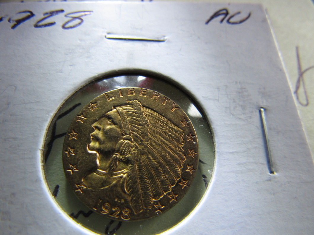 1927-&1928-Around-AU-Raw-$2.50-Gold-Indians