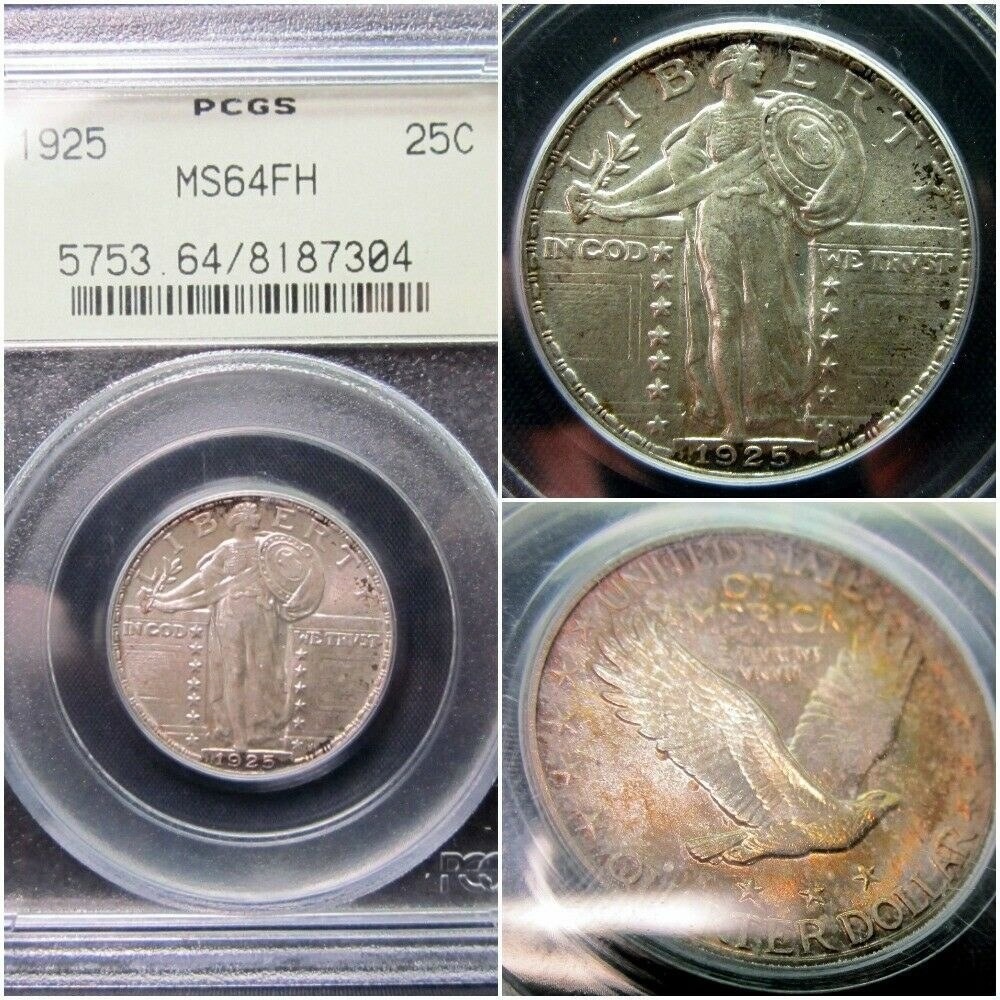 1925-Standing-Liberty-Quarter-Fh-With-Colorful-Reverse-In-OGH