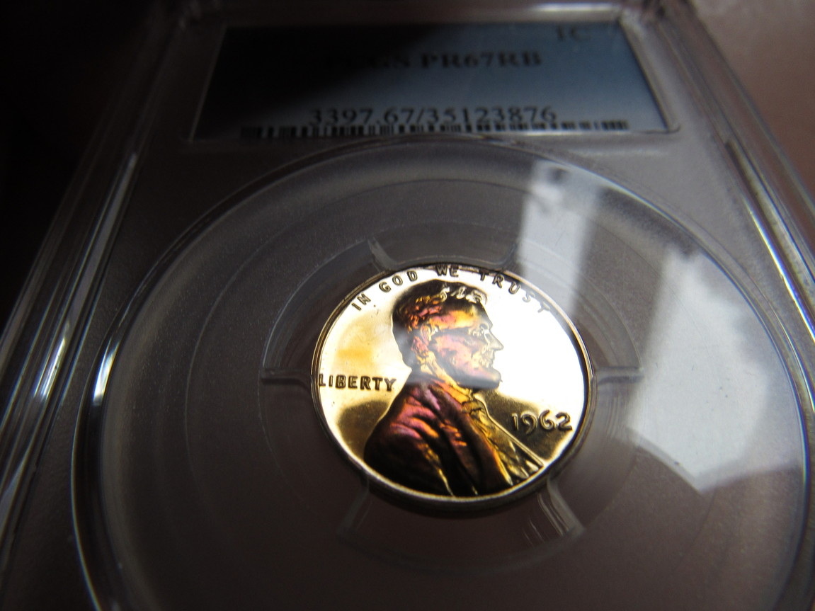 1954-PR-64RB-Lincoln-Cent-Pop-3/2-And-1961-PR-67RD-Lincoln-Cent-With-Color