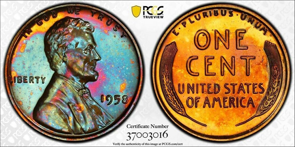 1954-PR-64RB-Lincoln-Cent-Pop-3/2-And-1961-PR-67RD-Lincoln-Cent-With-Color