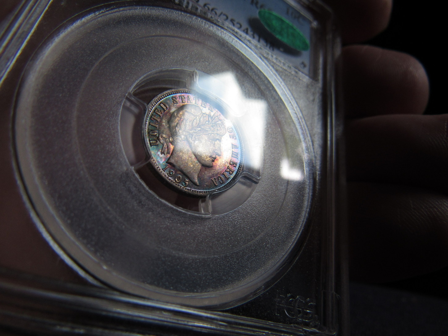 1905-PCGS-Proof-66-Barber-Dime-Colorfully-Toned