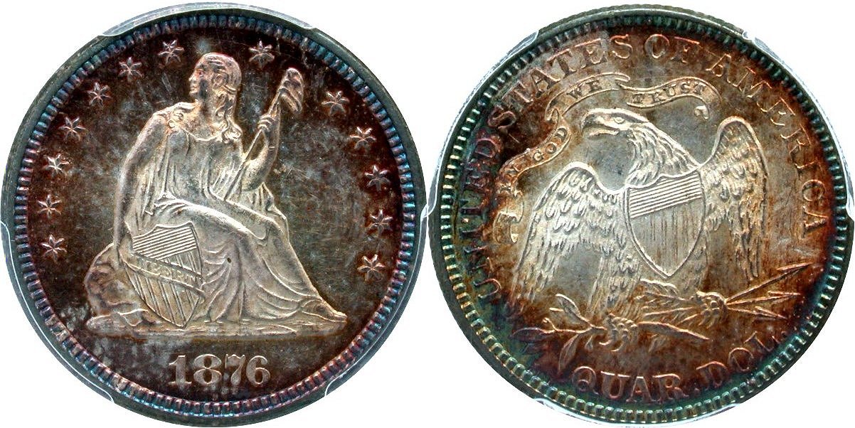 1876---MS-61-PCGS-Graded-Seated-Liberty-Quarter