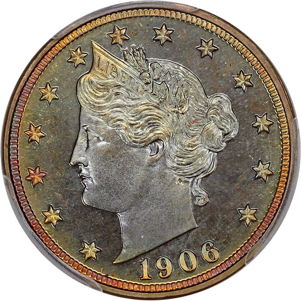 1906-PCGS-PF-67-CAC-V-Nickel-Colorful