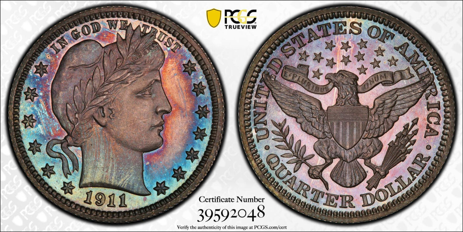 1911-PCGS-PF-64-Barber-Quarter-Color