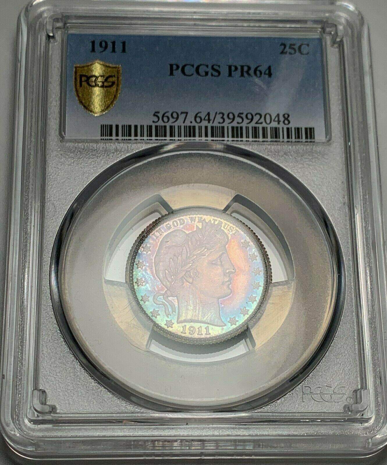 1911-PCGS-PF-64-Barber-Quarter-Color