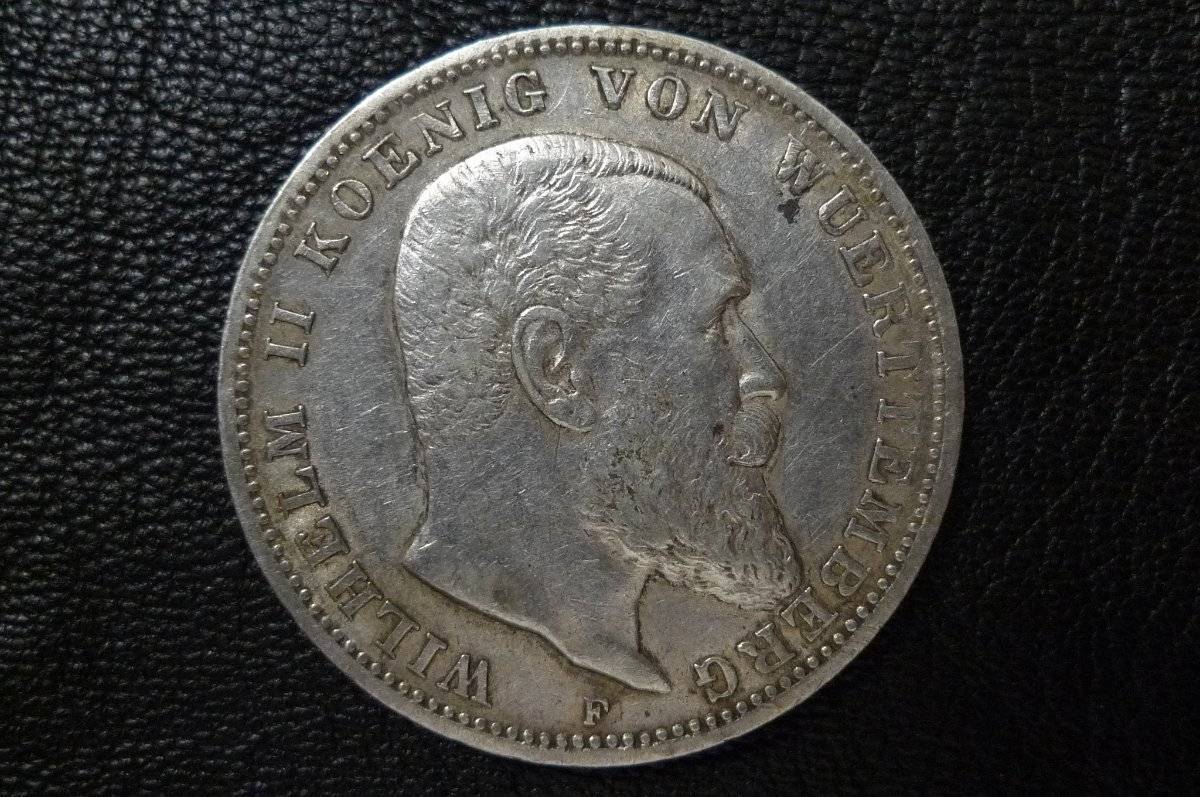 1911-F-German-States-Wurttemberg--3-Mark-KM#-635