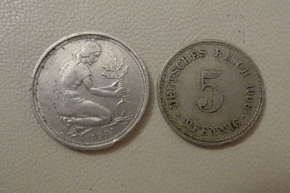 Possible-1980-50-Pfennig-German-Coin-Struck-On-1890's-5-Pfennig-Planchet?
