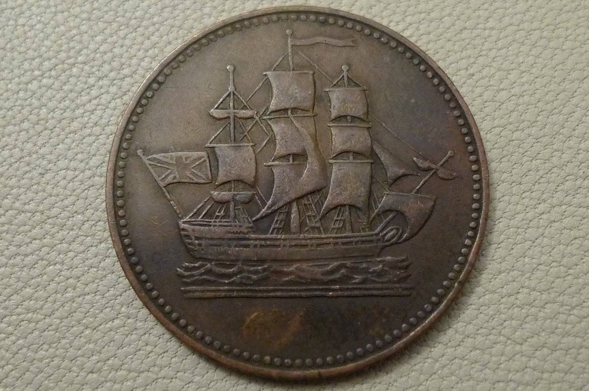 Prince-Edward-Island,-Ships,-Colonies-&-Commerce-One-Halfpenny-Token,-1830