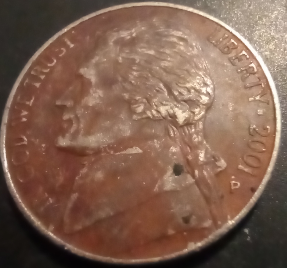 2001-Red-Colored-Nickel-Obverse-That's-Missing-Reverse?