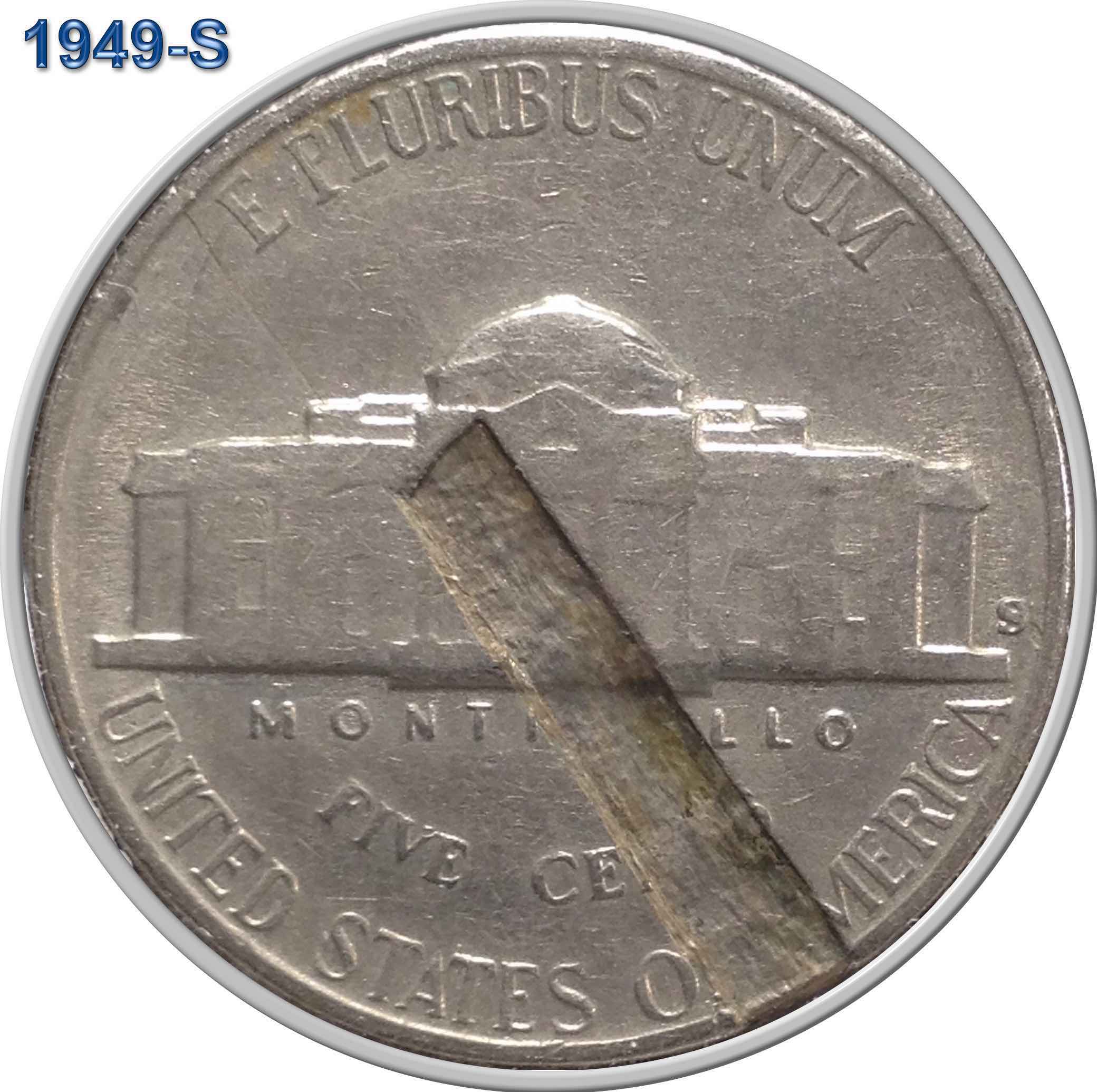 1949-S-Jefferson-Nickel-Prominent-Struck-Through-Error