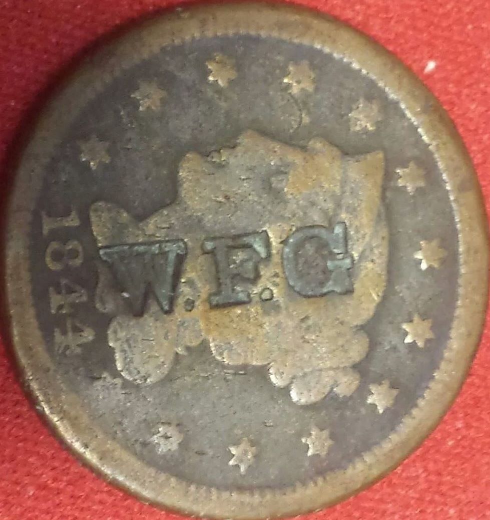 1-Dime-Silver-Coin-Of-1834-Wfg-Stamp.-4-Long