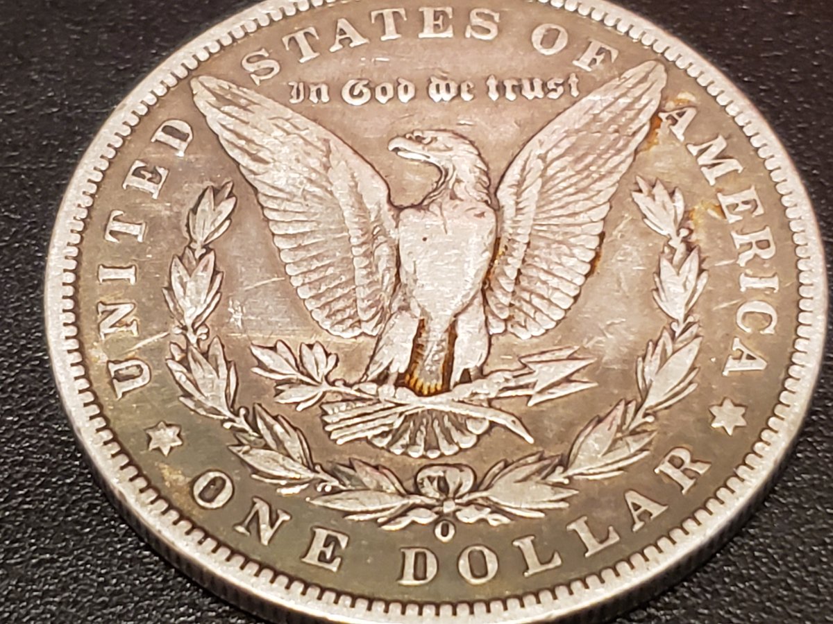 1897-Morgan-O-Mint-Mark.-Coin-Has-Slight-Blue/Green-Tone-Unable-To-Capture