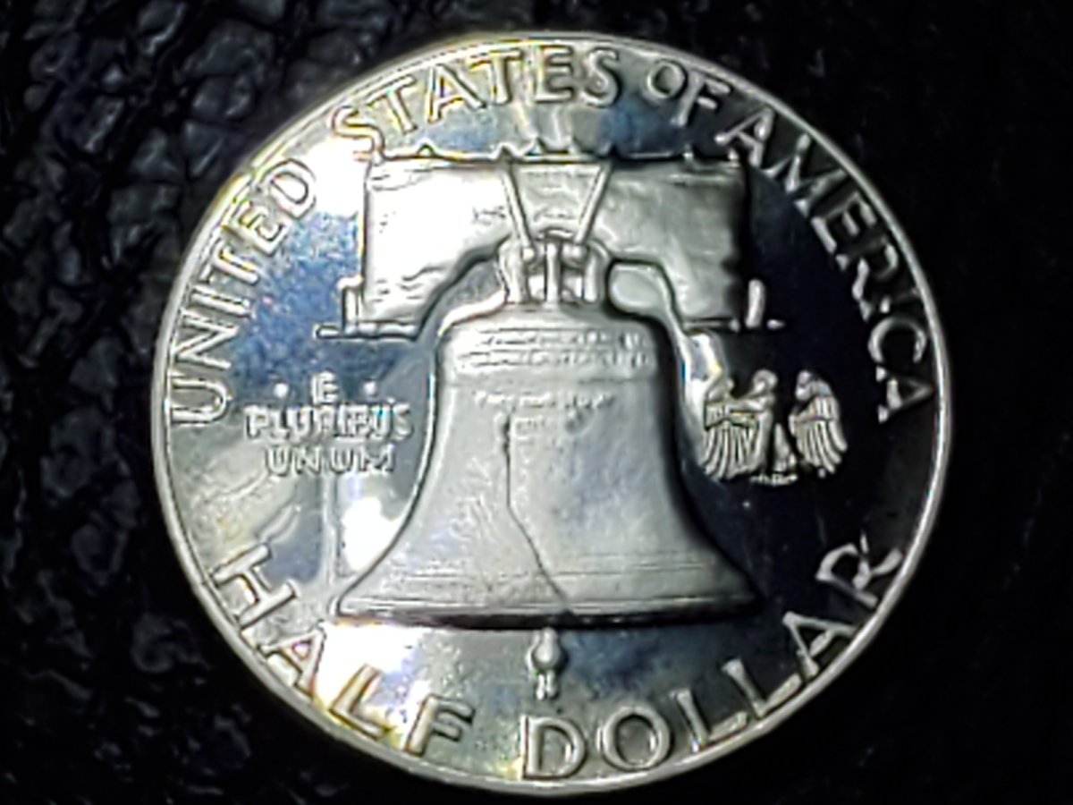 1957-Franklin-Half-Dollar-Proof.-Curious-Of-Grade,-Bell-Lines,-Cameo?