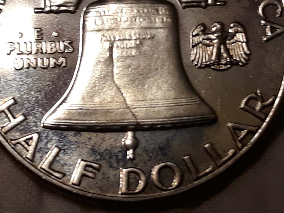 1957-Franklin-Half-Dollar-Proof.-Curious-Of-Grade,-Bell-Lines,-Cameo?