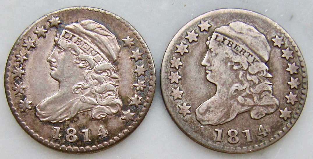Two-1814-Statesof-Capped-Bust-Dimes-For-Grading