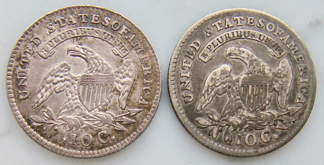 Two-1814-Statesof-Capped-Bust-Dimes-For-Grading